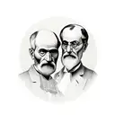 A silhouette of Sigmund Freud and Plato discussing the allegory of the cave tattoo design idea
