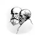 A silhouette of Sigmund Freud and Plato discussing the allegory of the cave tattoo design idea