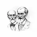 A silhouette of Sigmund Freud and Plato discussing the allegory of the cave tattoo design idea