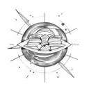 Celestial bookshelf with planets and stars as books tattoo design idea