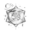 Celestial bookshelf with planets and stars as books tattoo design idea