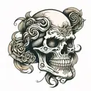 twisted skull face made tattoo design idea