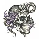 twisted skull face made tattoo design idea