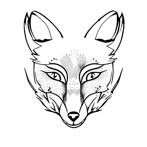A minimalist tattoo of a fox and a game controller forming a heart shape, with purple accents tattoo design idea