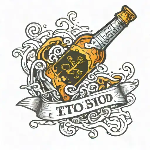 A broken beer bottle with the inscription "это было зря" tattoo design idea