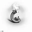 2 cigarettes with an ampersand then a few small liquor bottles  tattoo design idea