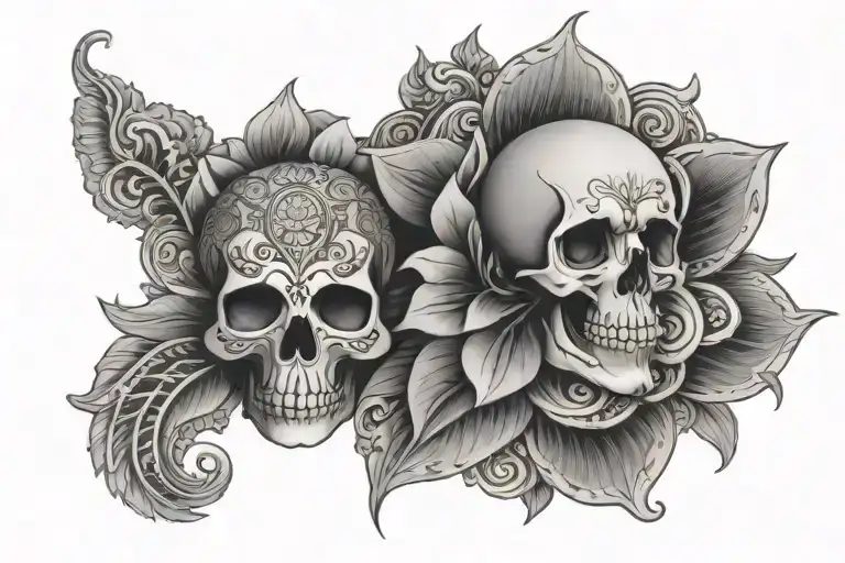 mandala and skull tattoo design idea