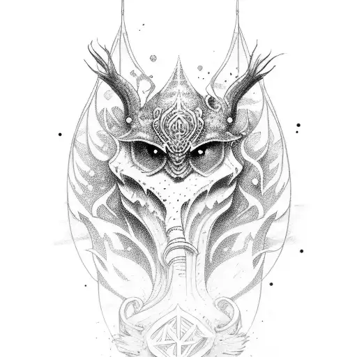 nordic runesw in dark fantasy style tattoo design idea