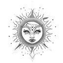 Sun and half moon tattoo design idea