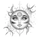 Sun and half moon tattoo design idea