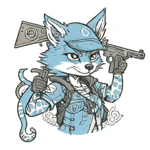 bluey holding a gun to her head  tattoo design idea
