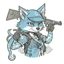 bluey holding a gun to her head  tattoo design idea