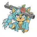 bluey holding a gun to her head  tattoo design idea