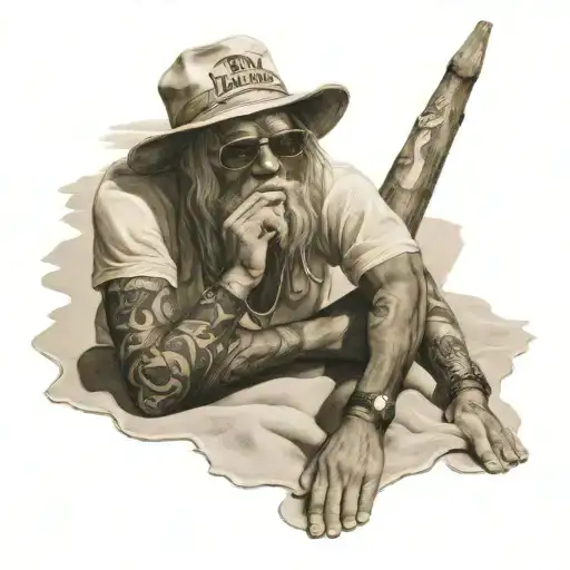 Beach bum relaxing tattoo design idea