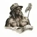 Beach bum relaxing tattoo design idea