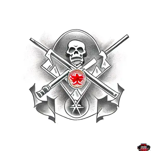 Grim Reaper with Hammer and sickle in the style of the soviet flag in the back tattoo design idea