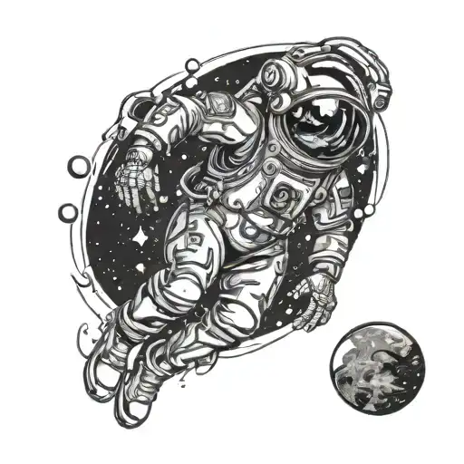 spaceman tattoo design idea