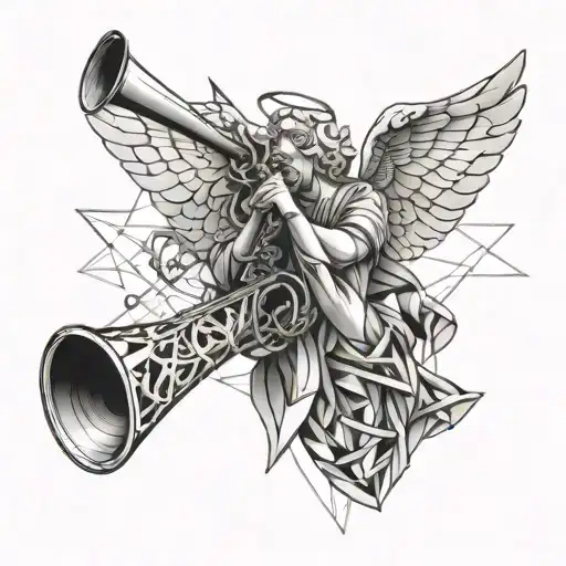 Trumpet, angel tattoo design idea