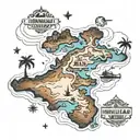Hawaiian island map tattoo design idea