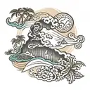 Hawaiian island map tattoo design idea