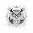 owl with sri yantra tattoo design idea