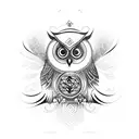 owl with sri yantra tattoo design idea