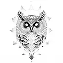 owl with sri yantra tattoo design idea