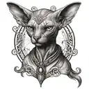 Mystical sphinx cat tattoo in gothic style tattoo design idea