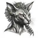 Mystical sphinx cat tattoo in gothic style tattoo design idea