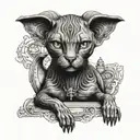 Mystical sphinx cat tattoo in gothic style tattoo design idea