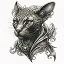 Mystical sphinx cat tattoo in gothic style tattoo design idea