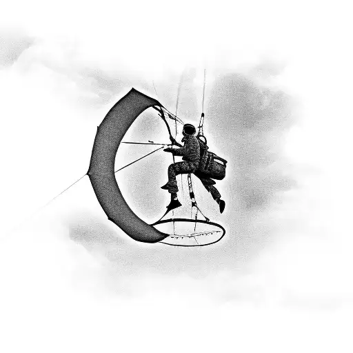 Soldier parachuting with a military plane in the background tattoo design idea