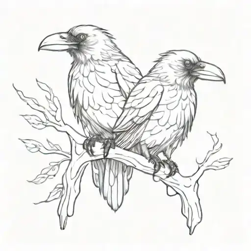 a single crow with 2 heads tattoo design idea