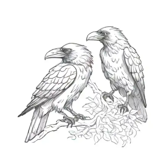 crow with 2 heads standing, one head screaming tattoo design idea