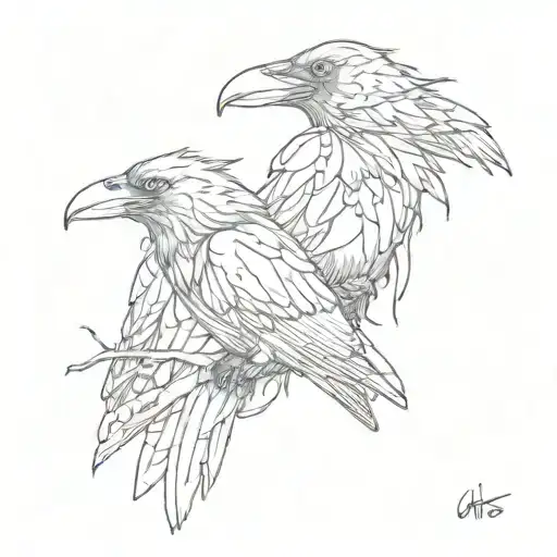 crow with two heads tattoo design idea