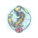 stylized map outline of New Zealand with the silver fern and kiwi at the center tattoo design idea