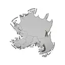 stylized map outline of New Zealand with the silver fern and kiwi at the center tattoo design idea