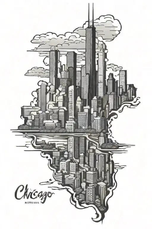 chicago skyline tattoo design idea