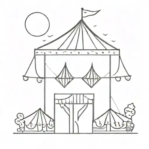 A minimalist tattoo of a circus tent with the number 12 incorporated into the design tattoo design idea