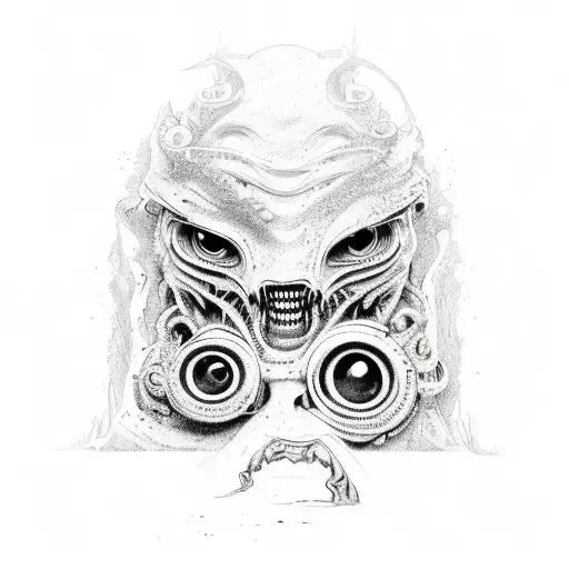 television in style of lovecraft tattoo design idea