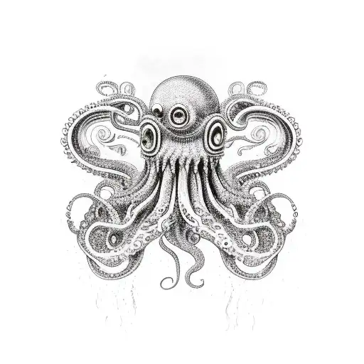 old tv with tentacles in style of lovecraft tattoo design idea