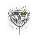 A forearm tattoo incorporating the number 1977 in a new school gangsta style tattoo design idea