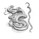snake fighting thor tattoo design idea