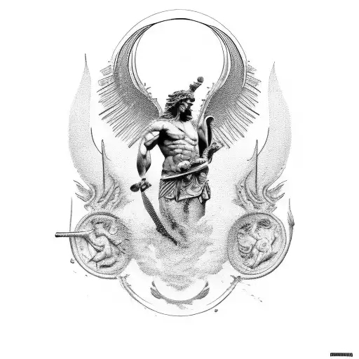 Aesthetic tattoo featuring a beautifully detailed sculpture of the Greek god Apollo tattoo design idea