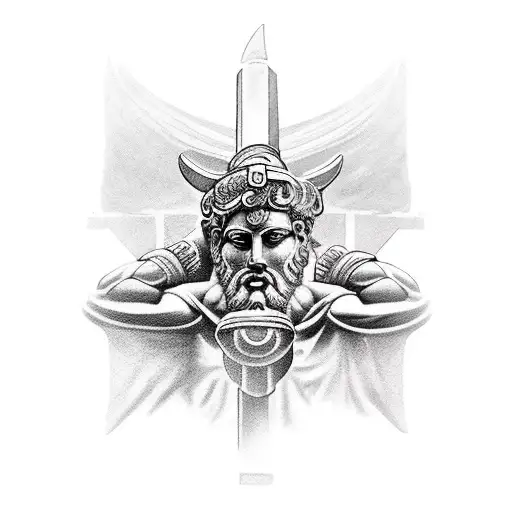 greek gods, warrior, temples, humans tattoo design idea