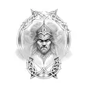 celtic warrior with woad under oak tree  tattoo design idea