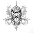 celtic warrior with woad under oak tree  tattoo design idea