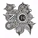 12:21 IN ROMAN NUMERALS WITH THE NAME REUELU IN THE MIDDLE WITH POLYNESIAN PATTERNS IN THE BACKGROUND tattoo design idea