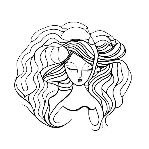 black is the veil on the pearl-haired girl tattoo design idea