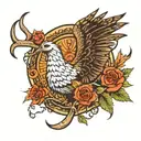 fishing hook deer antler making a turkey  tattoo design idea